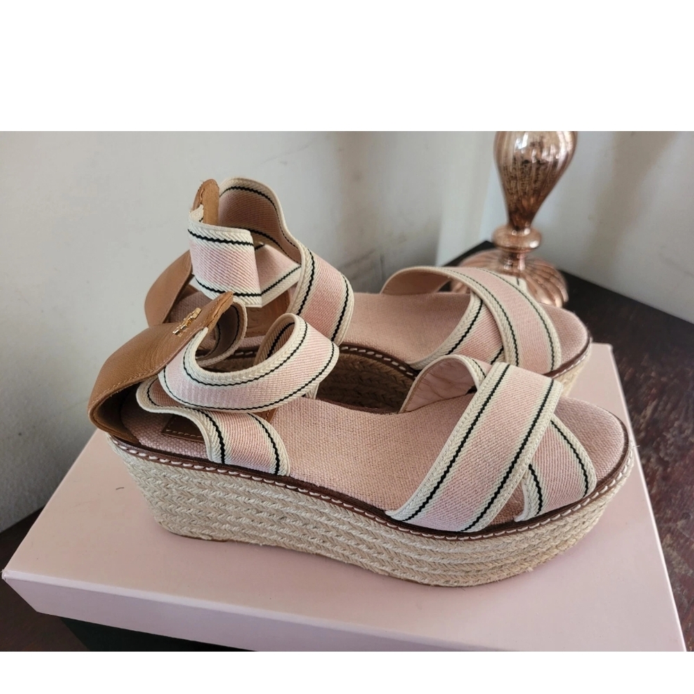 Tory BURCH FREIDA PINK ESPADRILLES WEDGES SZ 5